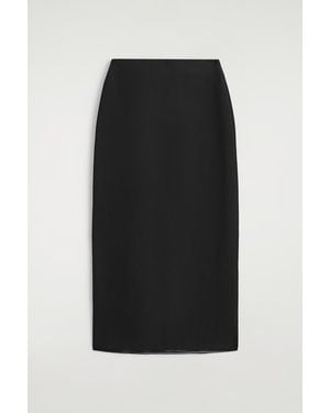 COS Sheer-Detail Knitted Midi Skirt - Black