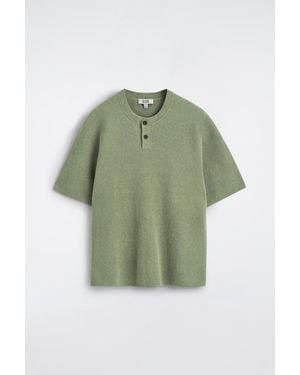 COS Bouclé-Knit Henley T-Shirt - Green