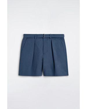 COS Belted Pima Cotton Utility Shorts - Blue
