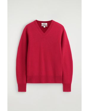 COS Sculpted Cashmere V-Neck Sweater - Red
