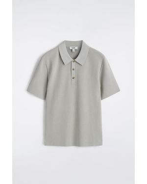 COS Slim Ribbed Bouclé-Knit Polo Shirt - Grey