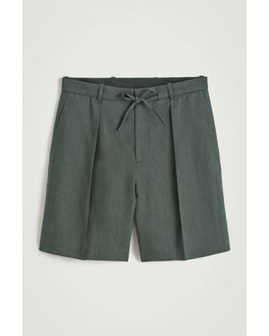 COS Tailored Drawstring Linen Shorts - Green