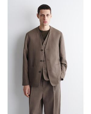 COS Kragenloser Blazer Aus Leinen-Mix - Braun