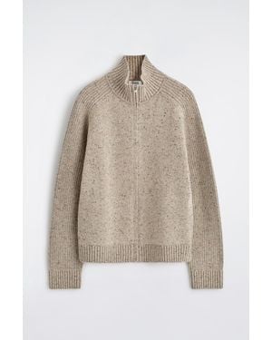 COS Donegal-Effect Wool Zip-Up Cardigan - Natural
