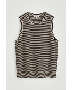 COS Textured-Knit Striped Cotton Tank Top - Grey