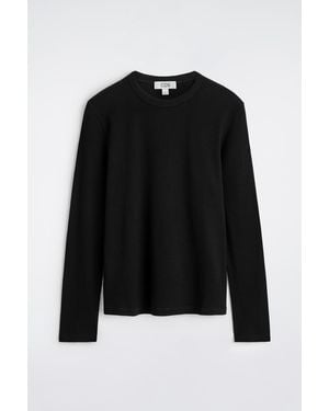 COS Slim Ribbed Cotton Long-Sleeved T-Shirt - Black