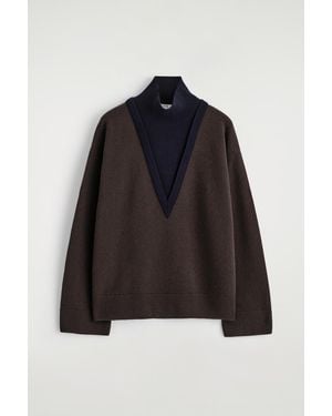 COS Layered Merino Wool Turtleneck Jumper - Black