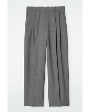 COS Relaxed Twill Wide-leg Trousers - Grey