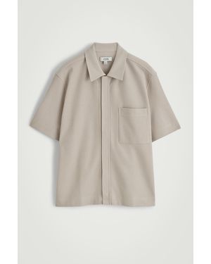 COS Textured Cotton-Jersey Zip-Up Shirt - Natural