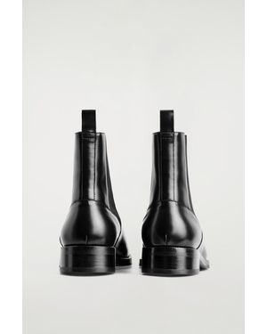 COS Square-Toe Leather Chelsea Boots - Black