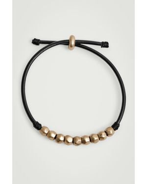 COS Beaded Leather Cord Bracelet - Metallic