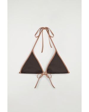 COS Contrast-Trimmed Triangle Bikini Top - Brown