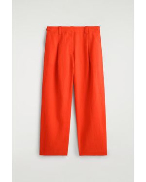 COS Buckle-Detail Linen Balloon-Leg Pants - Red