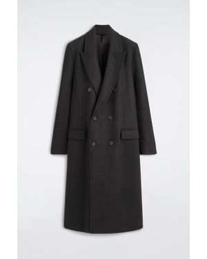 COS Double-Breasted Wool-Blend Long Coat - Black