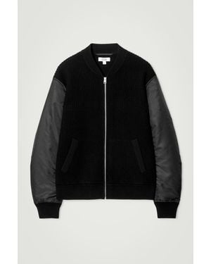 COS Merino Wool And Nylon Bomber Jacket - Black