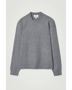 COS Double-Faced Bomber-Neck Knitted Jumper - Grey