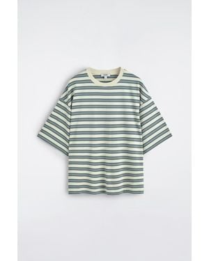 COS Oversized Striped Cotton T-Shirt - Grey