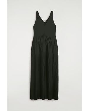COS Abito Maxi Plissé Con Scollo A V - Nero