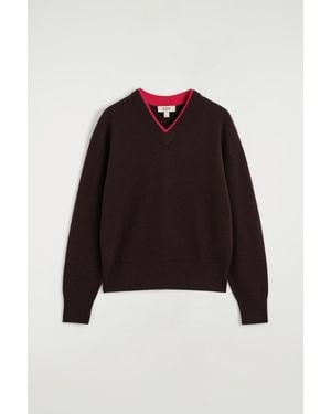 COS Pull Col En V Superposé En Laine Mérinos - Noir