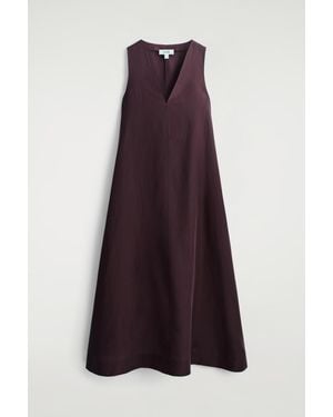 COS A-Line Linen-Blend Maxi Dress - Purple