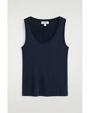 COS Scoop-Neck Silk-Jersey Tank Top - Blue