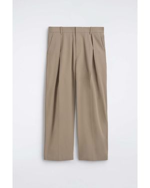 COS Pleated Cotton Relaxed-Fit Wide-Leg Pants - Natural