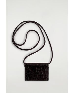 COS Croc-Effect Leather Cardholder - Black