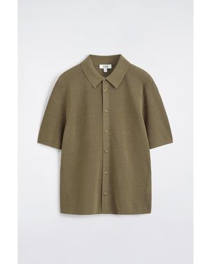 COS Knitted Linen Short-Sleeved Shirt - Green