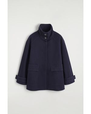 COS Cotton-Twill Funnel-Neck Jacket - Blue
