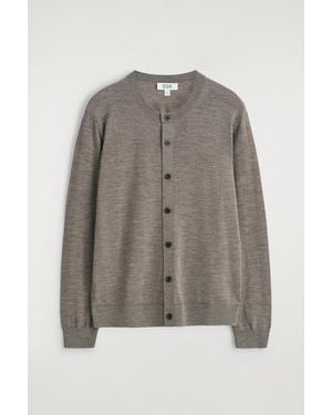 COS Merino Wool Crew-Neck Cardigan - Brown