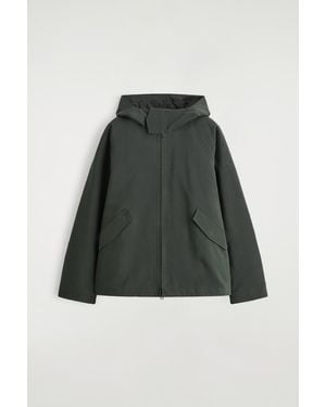 COS Technical Cotton Hooded Jacket - Green