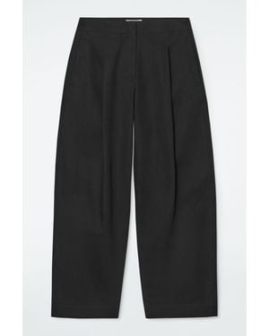 COS Pleated Barrel-leg Chinos - Black