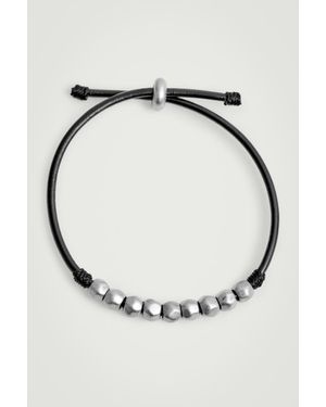 COS Beaded Leather Cord Bracelet - Metallic