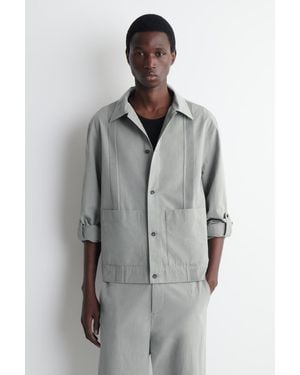 COS Hemdjacke Aus Baumwoll-Leinen-Mix Mit Biesen - Grau