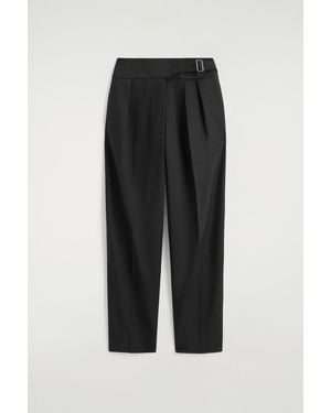 COS Cummerbund-Waist Barrel-Leg Trousers - Black