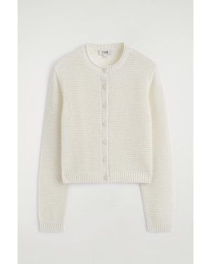 COS Textured Knitted Cotton Cardigan - White