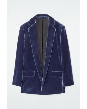 COS Silk-blend Velvet Blazer - Blue
