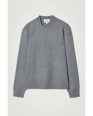COS Double-faced Bomber-neck Knitted Sweater - Gray