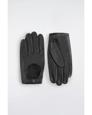 COS Perforated Leather Driving Gloves - Black