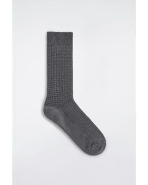 COS Waffle-Knit Wool-Blend Socks - Grey