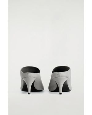COS Draped Leather Kitten-Heel Mules - White