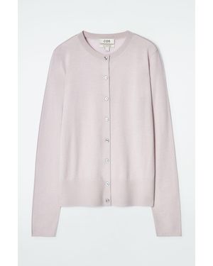 COS Fine Pure Cashmere Cardigan - Pink