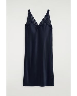 COS Open-Stitch Satin Slip Dress - Blue