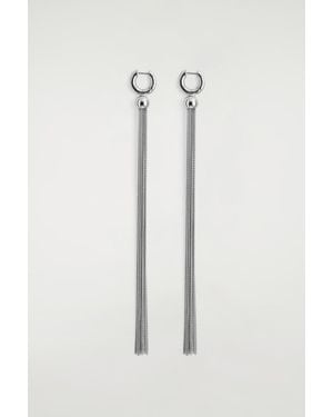 COS Elongated Tasselled Earrings - White