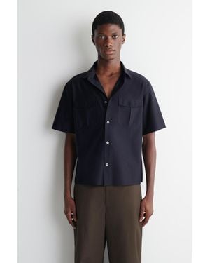 COS Gestreiftes Hemd Aus Baumwoll-Jacquard - Blau
