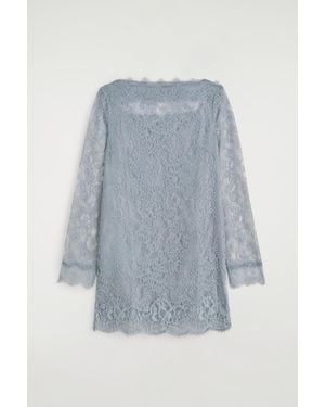 COS Boat-Neck Lace Mini Dress - Blue
