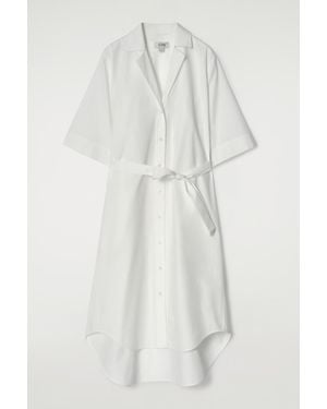 COS Belted Short-Sleeved Midi Shirt Dress - White