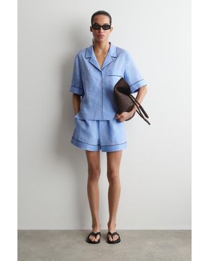 COS Leinenshorts Mit Kontrastierenden Paspeln - Blau