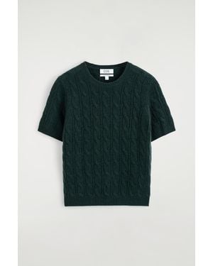 COS Cable-Knit Cashmere T-Shirt - Green