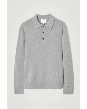COS Pure Cashmere Polo Shirt - Gray